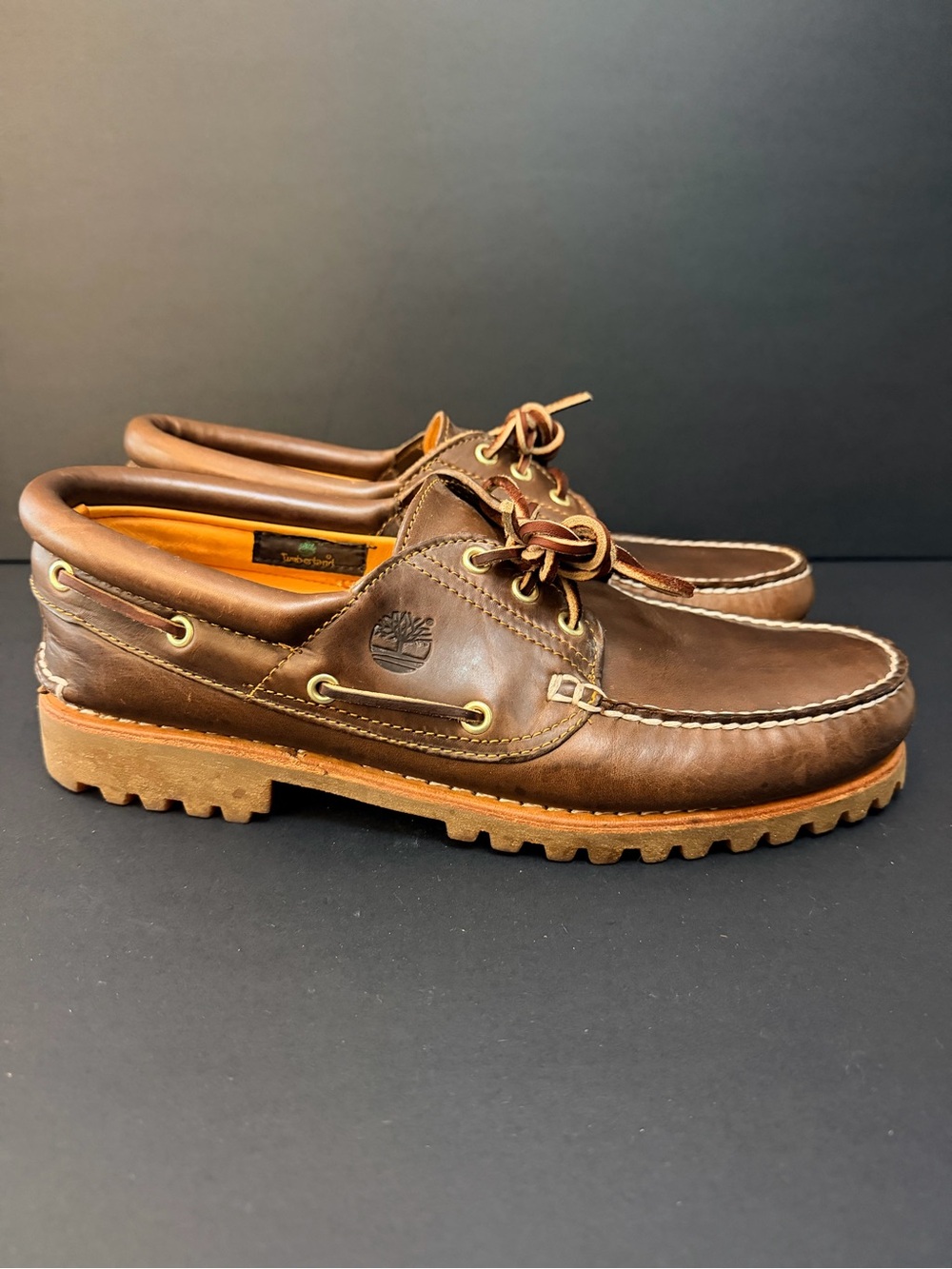 Timberland Men's US 11.5M 3-eye COLOR: BURGUNDY Leather Boat Shoes Rubber Sole